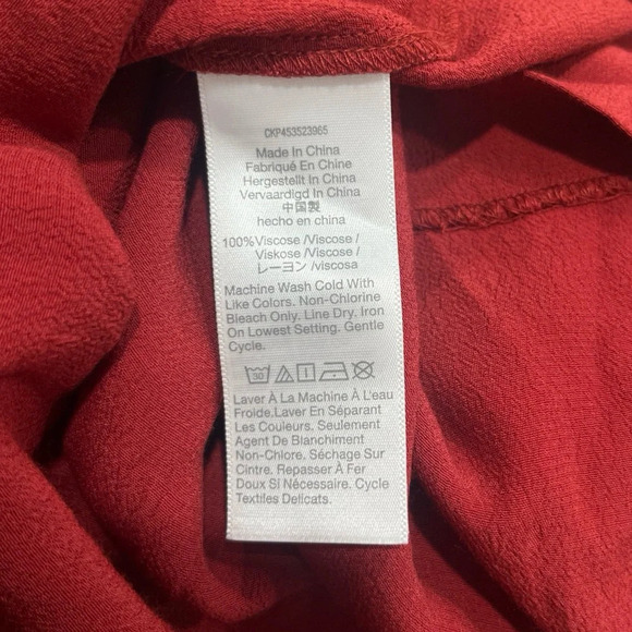 Madewell Maroon Long-Sleeve Button-Front Dress V-Necklin Medium Tomato Girl - Picture 8 of 8